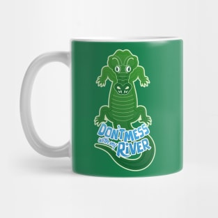 Mad crocodile warning about not messing with his river Mug